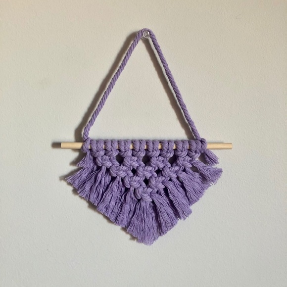 Handmade Mini Lavender Macrame Wall Hanging Lilac - Picture 2 of 2